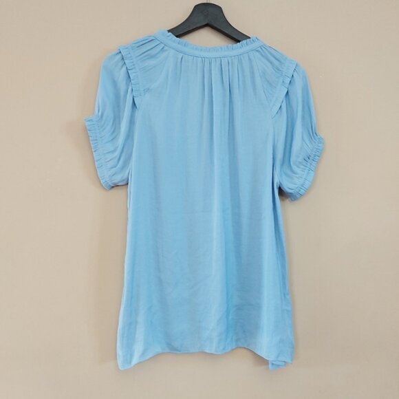 Naked Zebra baby blue blouse with front tie detail and ruffle on the neckline - Picture 6 of 6